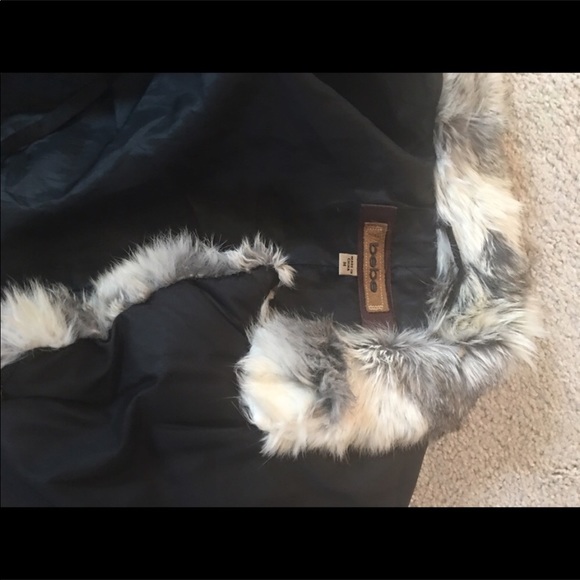 Bebe black parka with genuine rabbit fur - Picture 3 of 3